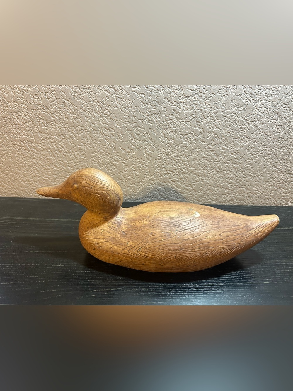 Vintage Brown Resin Duck Decoy Handmade 1979